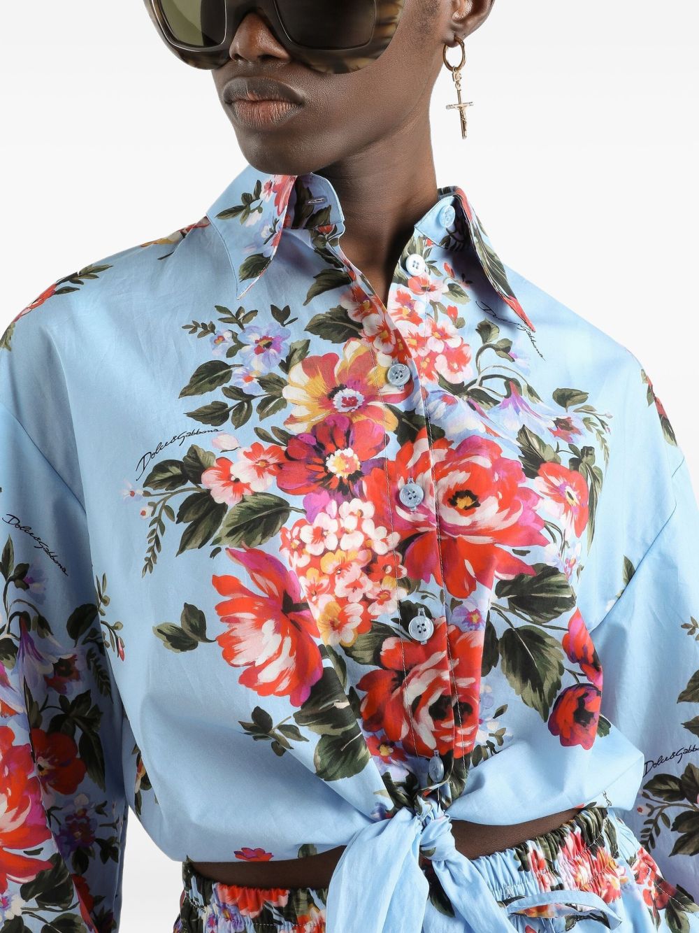 Dolce & Gabbana Dolce & Gabbana-Floral cropped cotton shirt