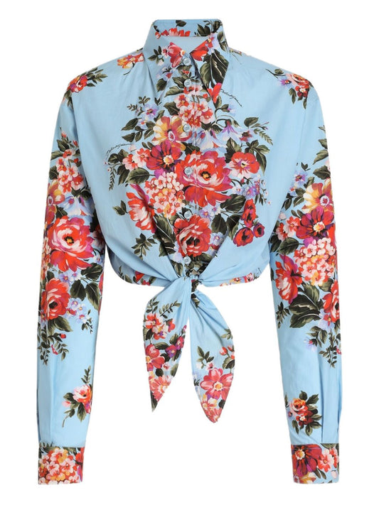 Dolce & Gabbana Dolce & Gabbana-Floral cropped cotton shirt