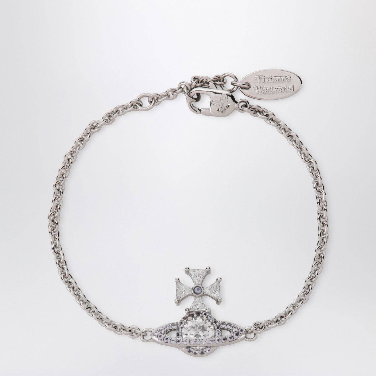 Vivienne Westwood Vivienne Westwood Platinum Orb logo bracelet with crystals