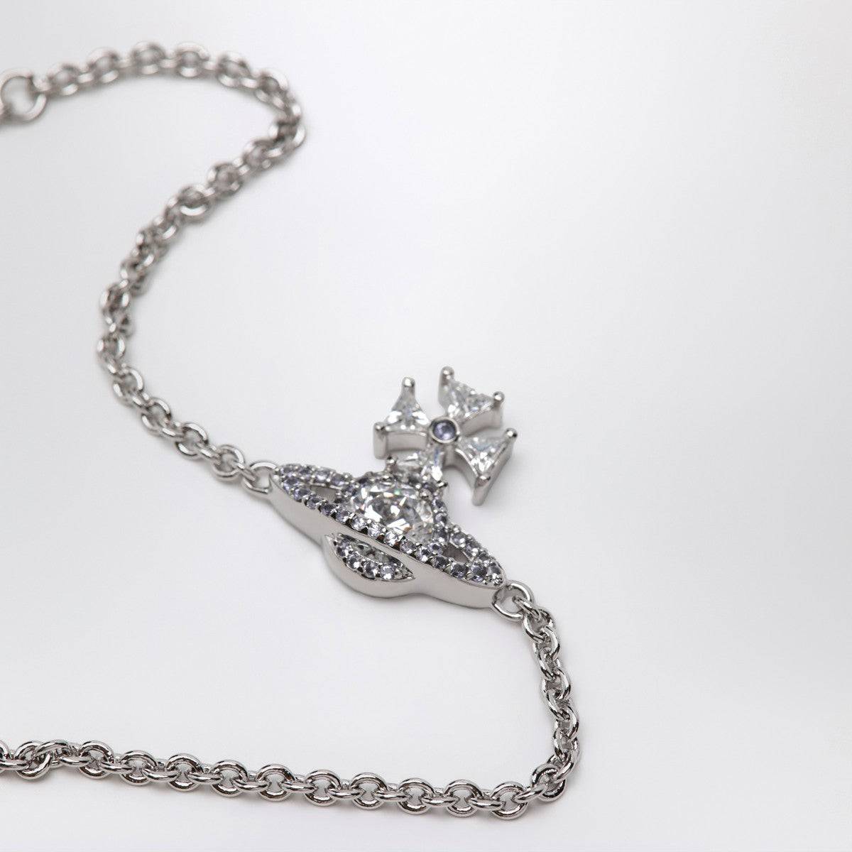 Vivienne Westwood Vivienne Westwood Platinum Orb logo bracelet with crystals