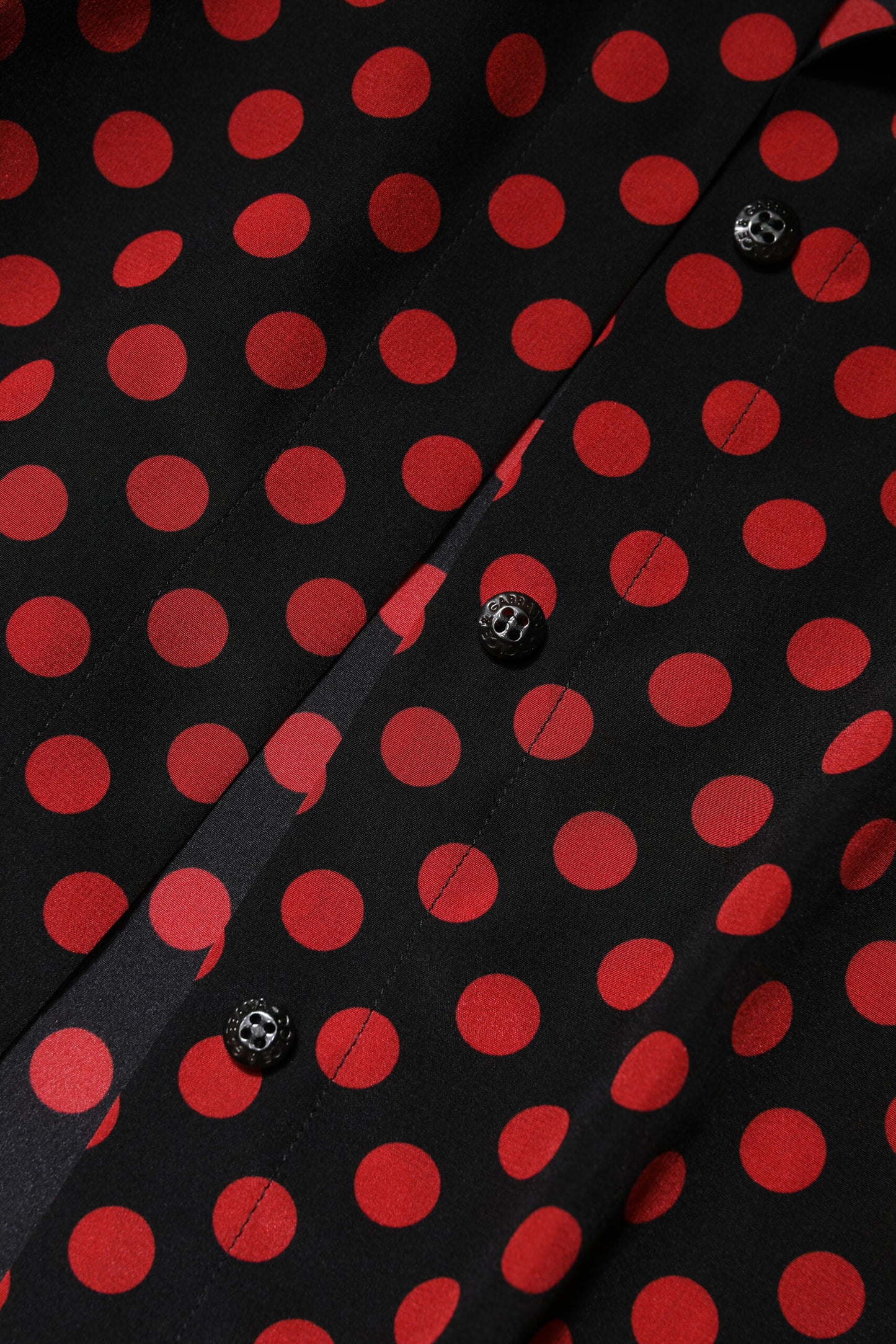 Dolce & Gabbana Black Red Polka Dot Silk Long Sleeves Top
