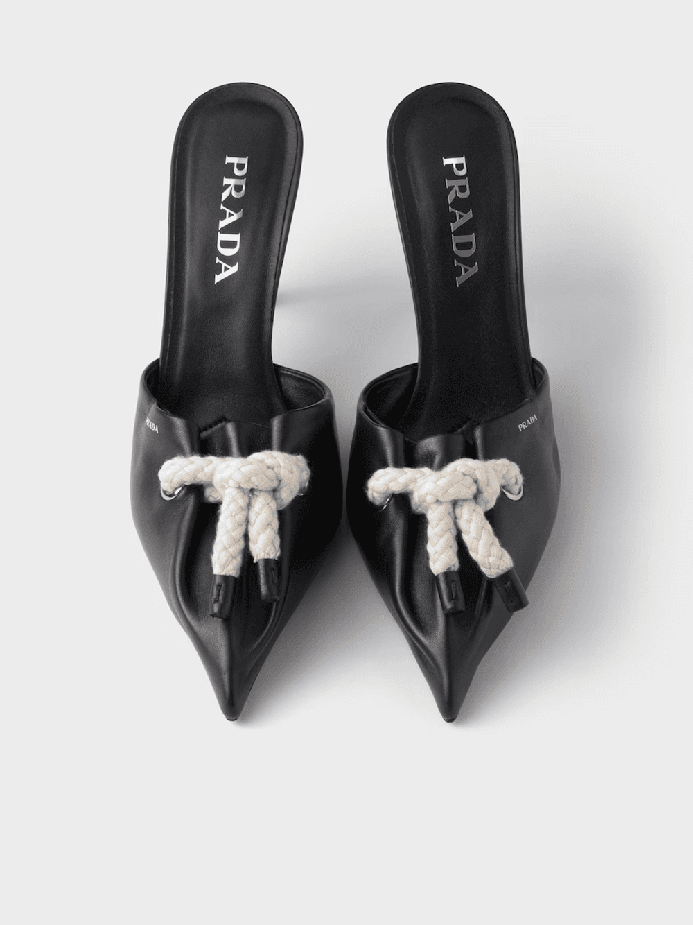 Prada Black Nappa Leather Rope Detail  Sandals
