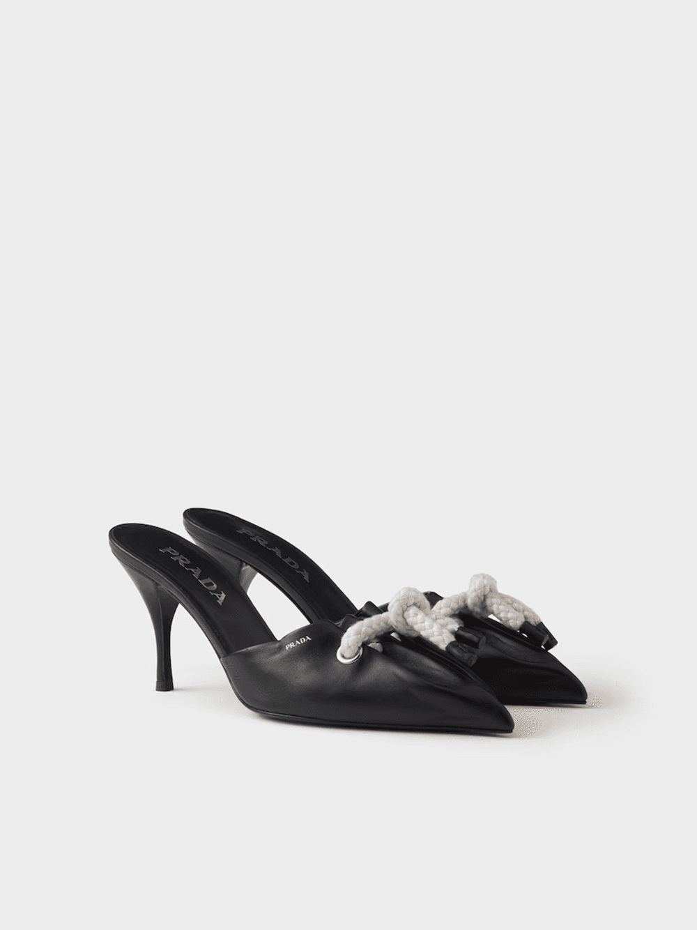 Prada Black Nappa Leather Rope Detail  Sandals