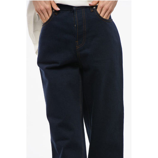 Burberry High-waisted Dark Washed Denims with Printed Cuffs 18cm