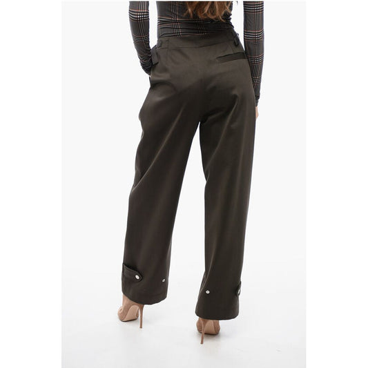 Burberry Pleated Baloon-Fit Pants with Half-Belt