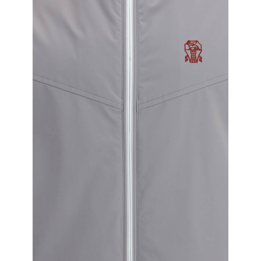 Brunello Cucinelli Gray Polyamide Sleveless Jacket