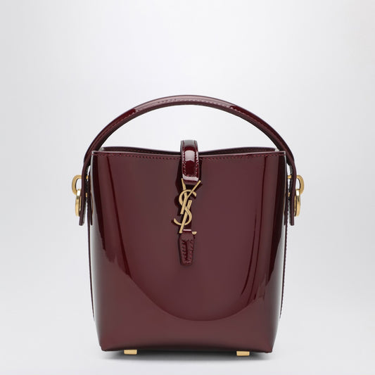 Saint Laurent Saint Laurent Mini Le 37 bucket bag in burgundy patent leather