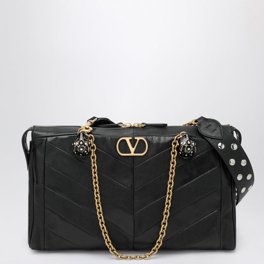 Valentino Garavani Valentino Garavani Panthea bag in black chevron-pattern nappa