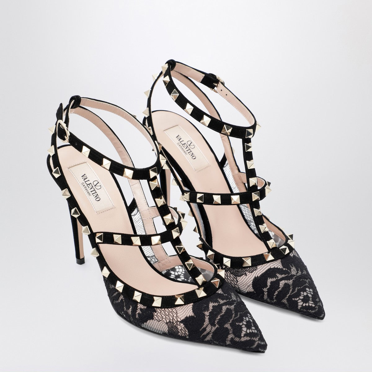 Valentino Garavani Valentino Garavani High black Rockstud lace pumps