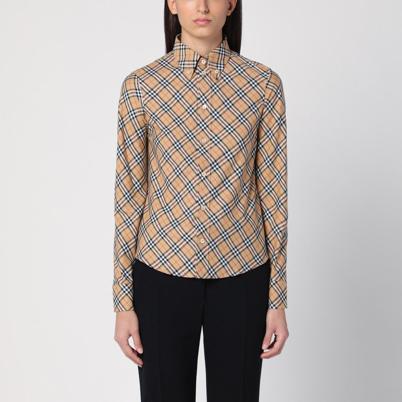 Burberry Burberry Beige button-down shirt with Check pattern