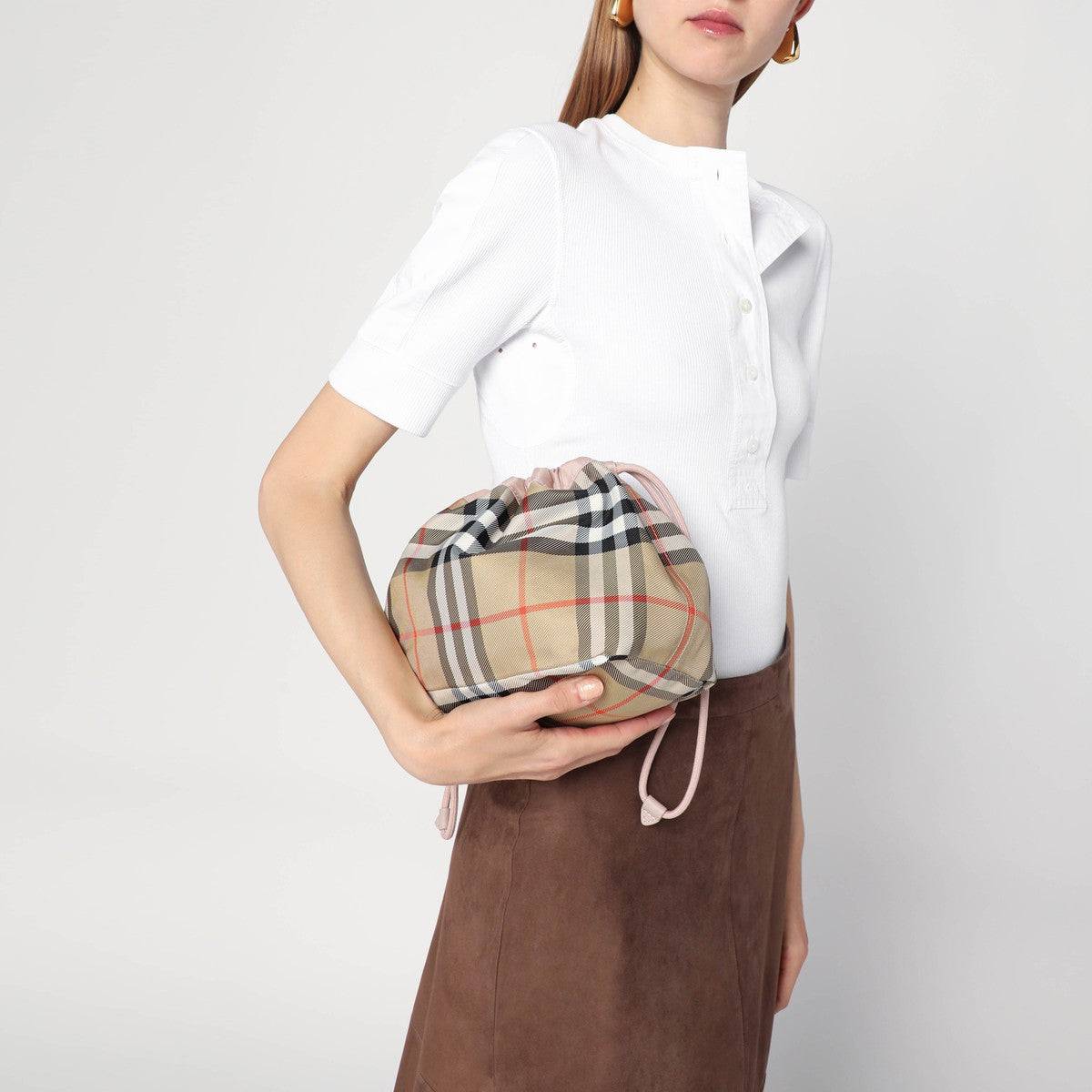 Burberry Burberry Reversible pouch in pink nylon with Check pattern