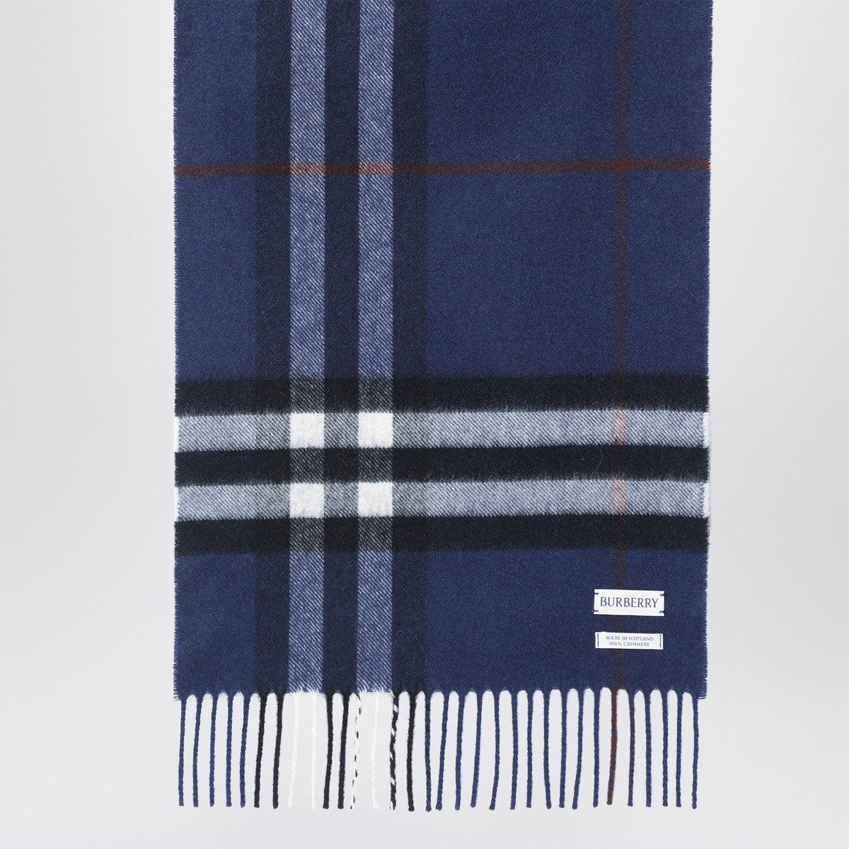Burberry Burberry Blue cashmere scarf with Check pattern
