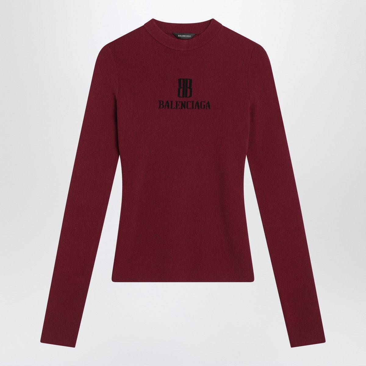 Balenciaga Balenciaga Ribbed burgundy Nano BB sweater