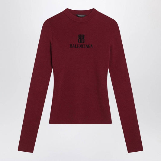 Balenciaga Balenciaga Ribbed burgundy Nano BB sweater