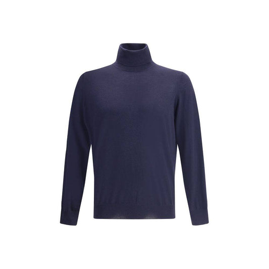 Brunello Cucinelli Blue Fleece Wool Turtleneck