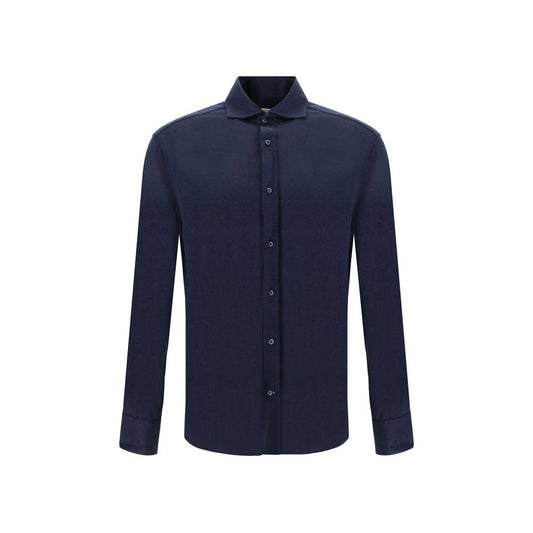Brunello Cucinelli Blue Silk Shirt