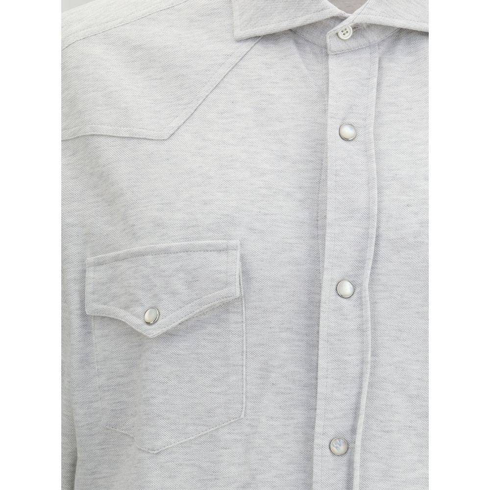 Brunello Cucinelli Gray Cotton Shirt