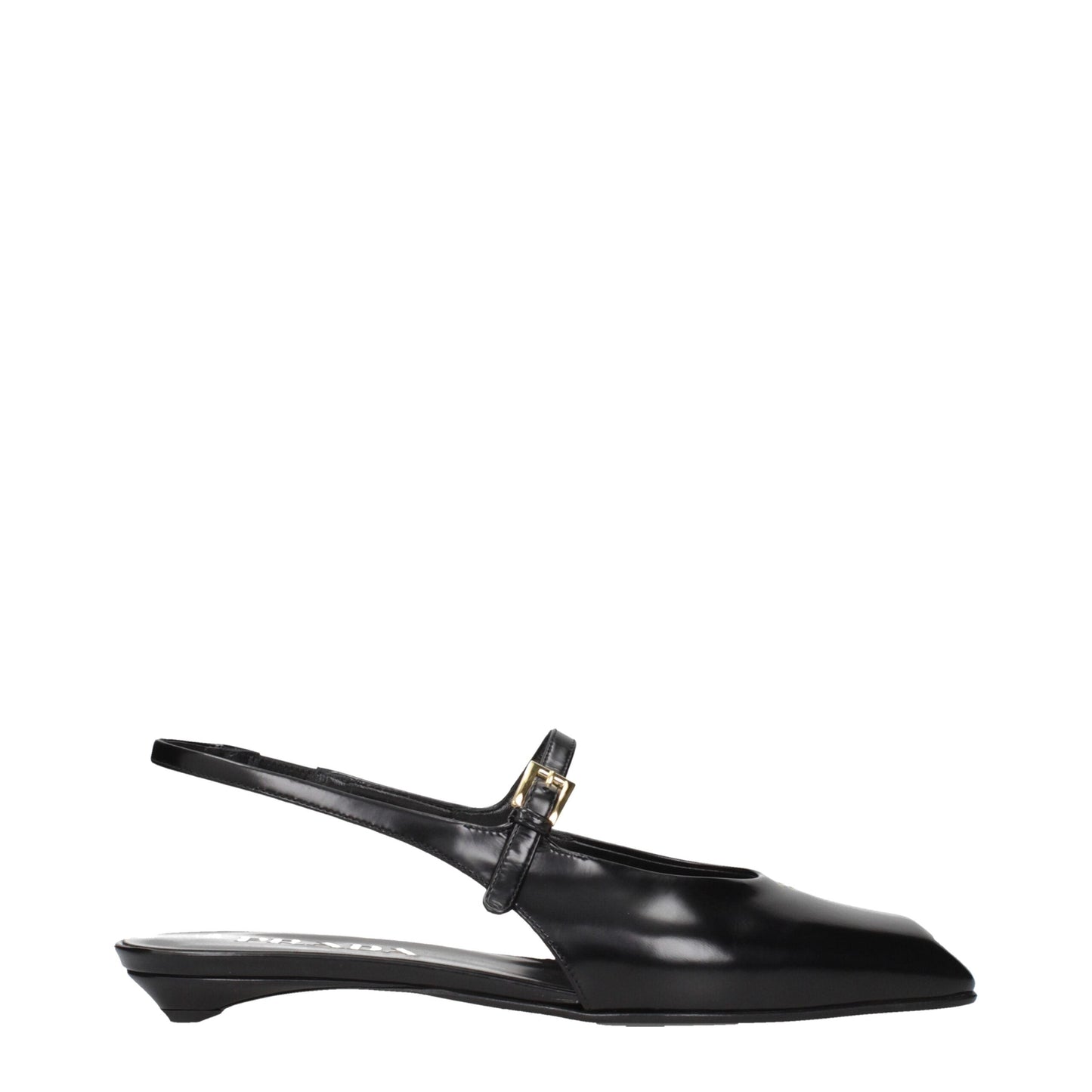 Prada Black Leather Flat Sandals