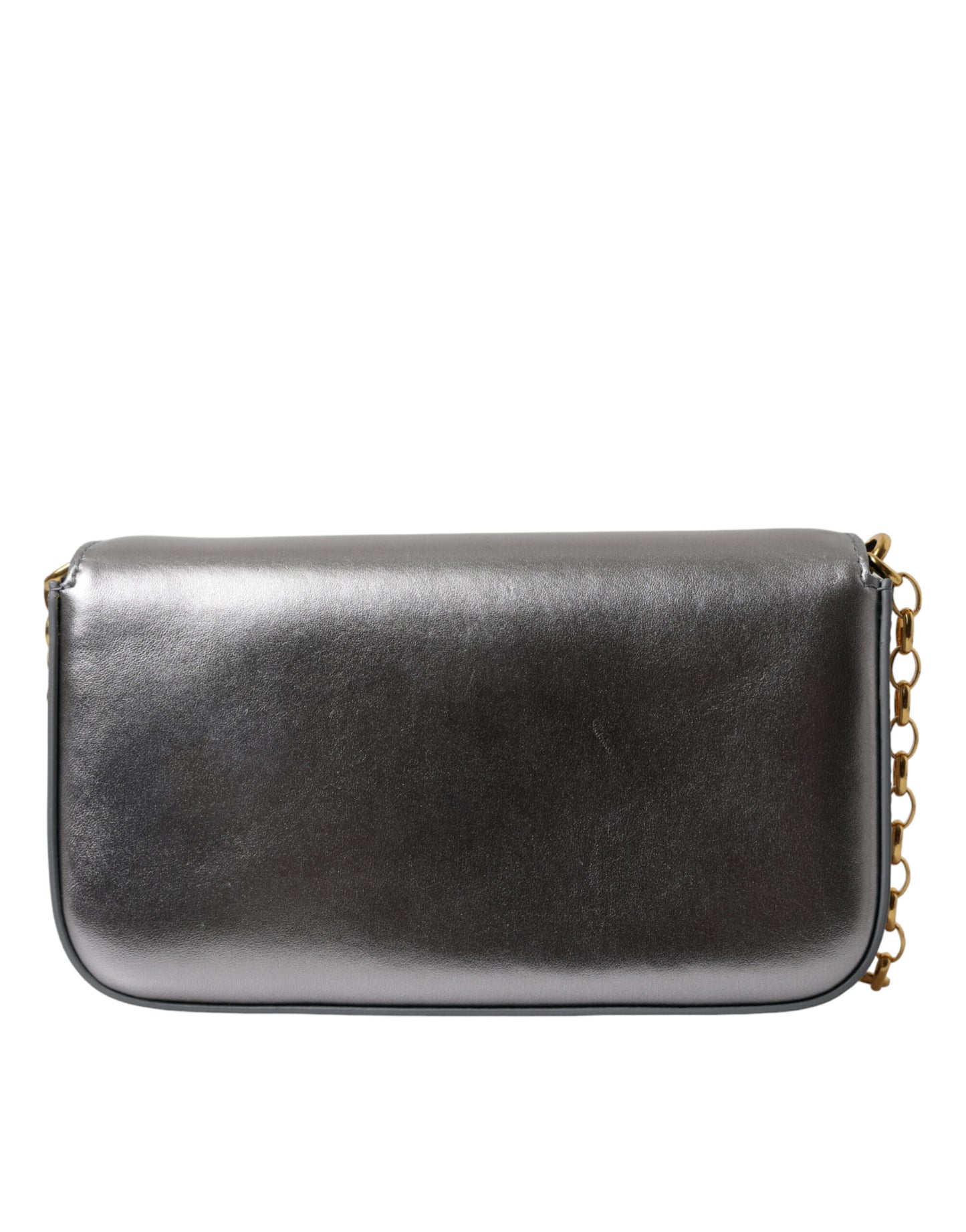 Dolce & Gabbana Metallic Silver Nappa Mini DG Girls Shoulder Borse Bag