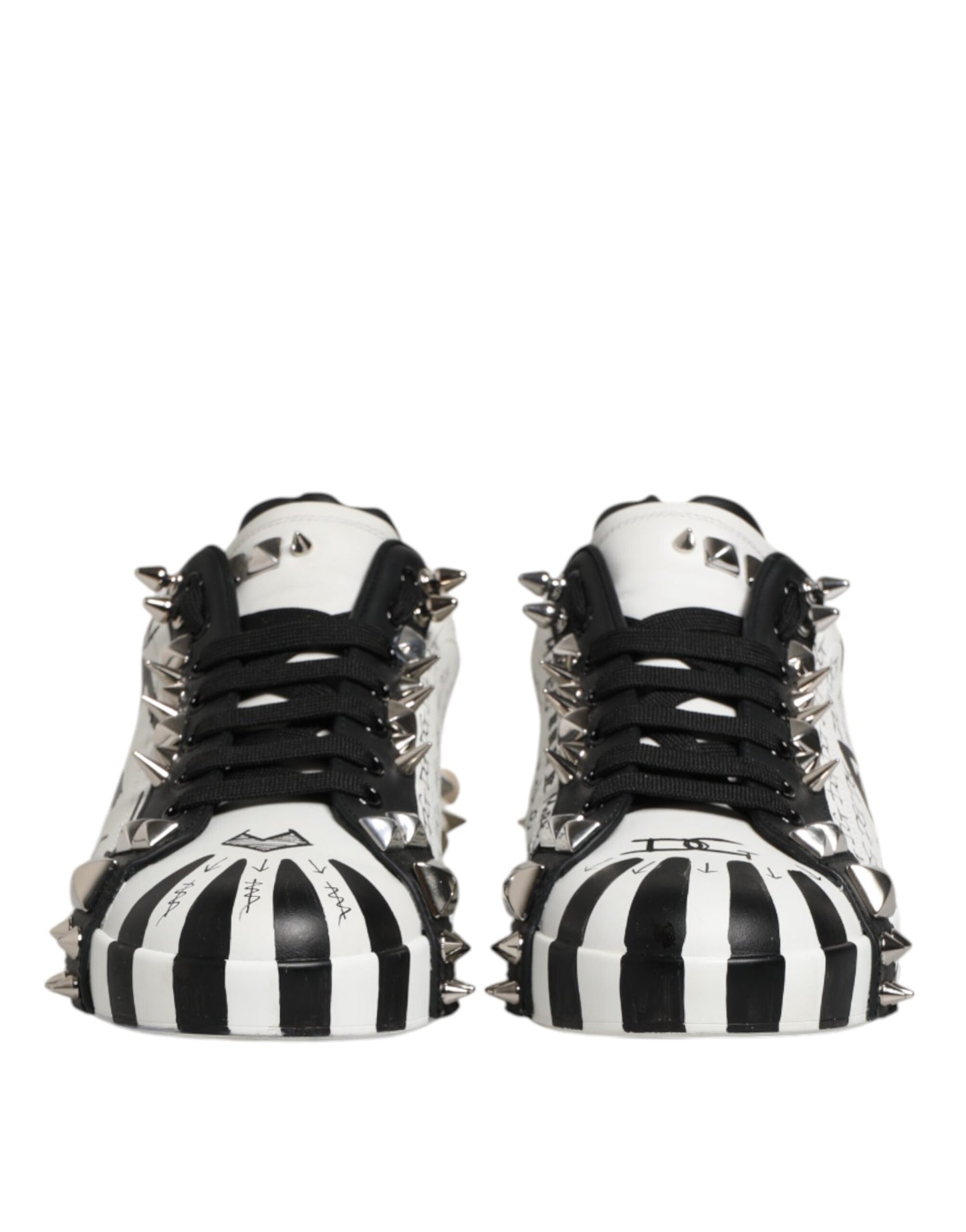 Dolce & Gabbana White Portofino Studded Men Sneakers Shoes