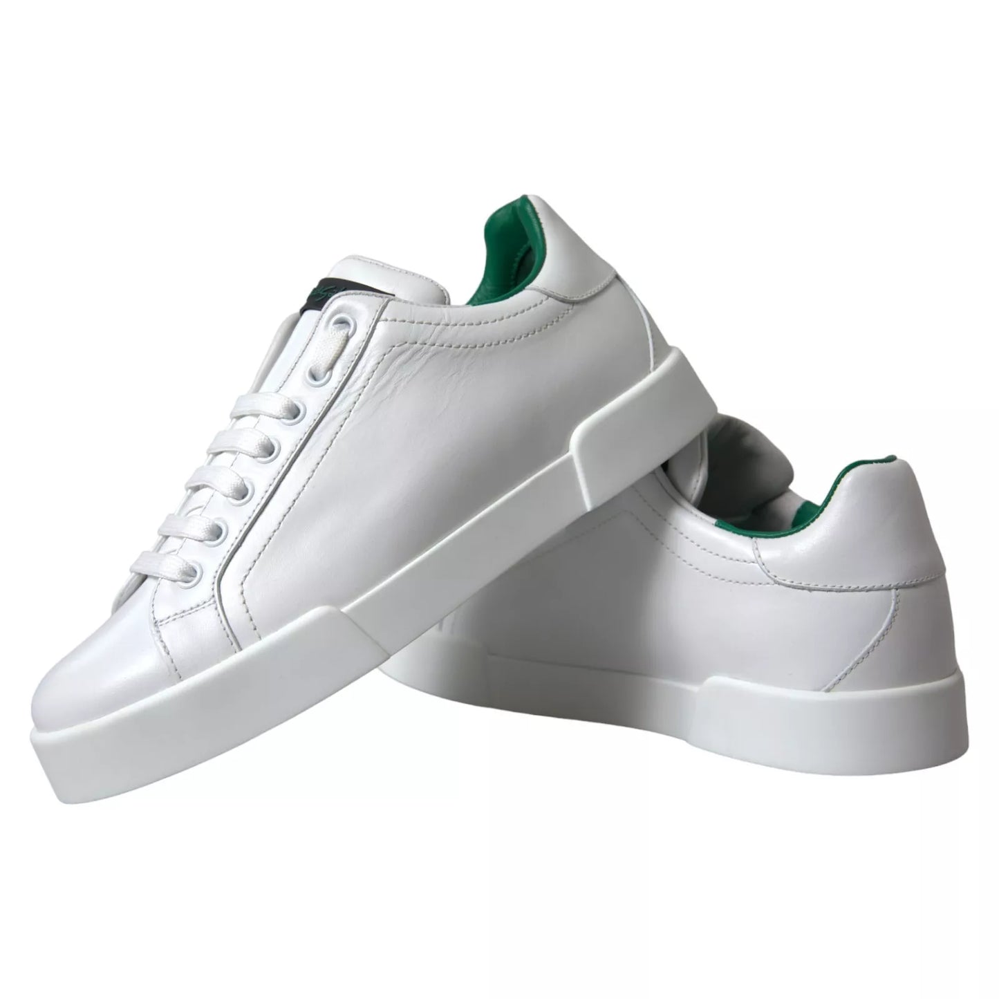 Dolce & Gabbana White Calf Leather Low Top Sneakers Shoes