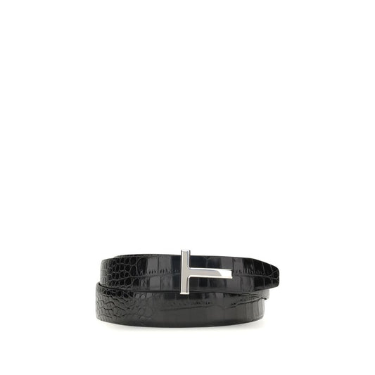 Tom Ford SHINY PRINTED CROC REVERSIBLE T BELT 30