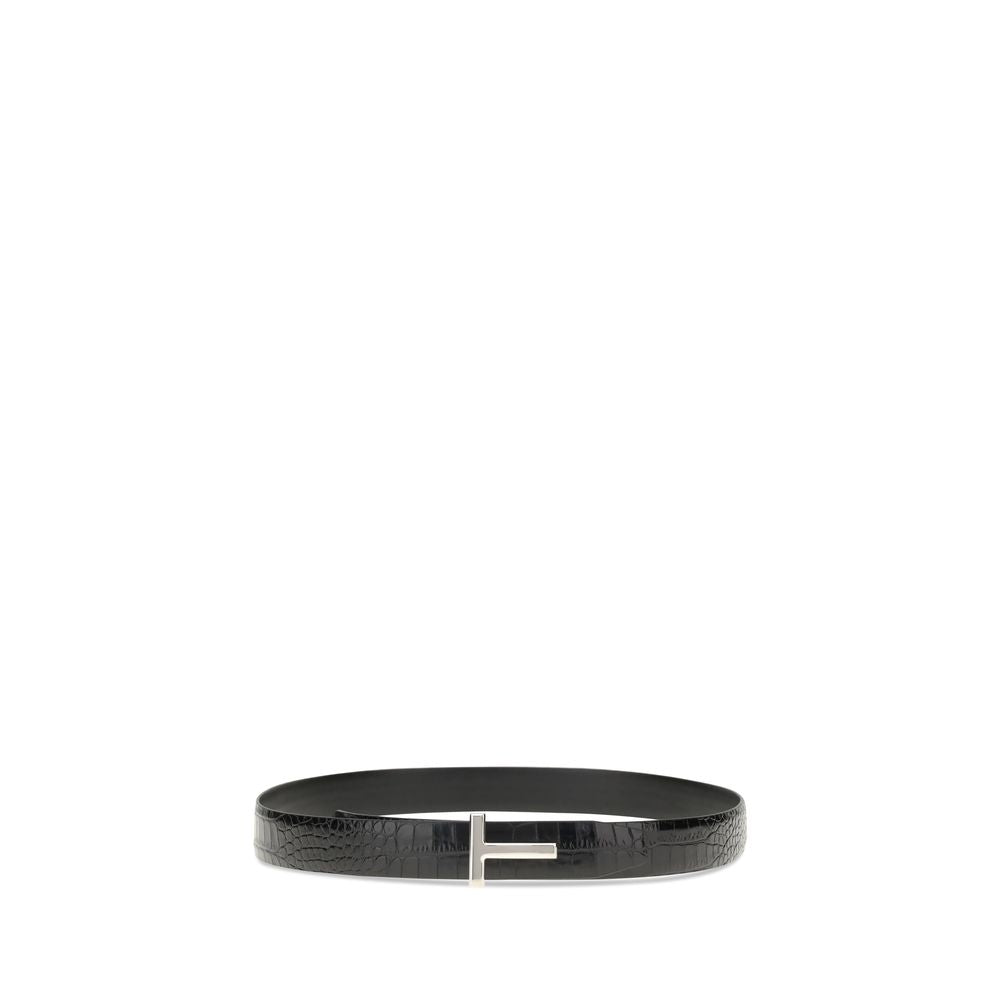 Tom Ford SHINY PRINTED CROC REVERSIBLE T BELT 30