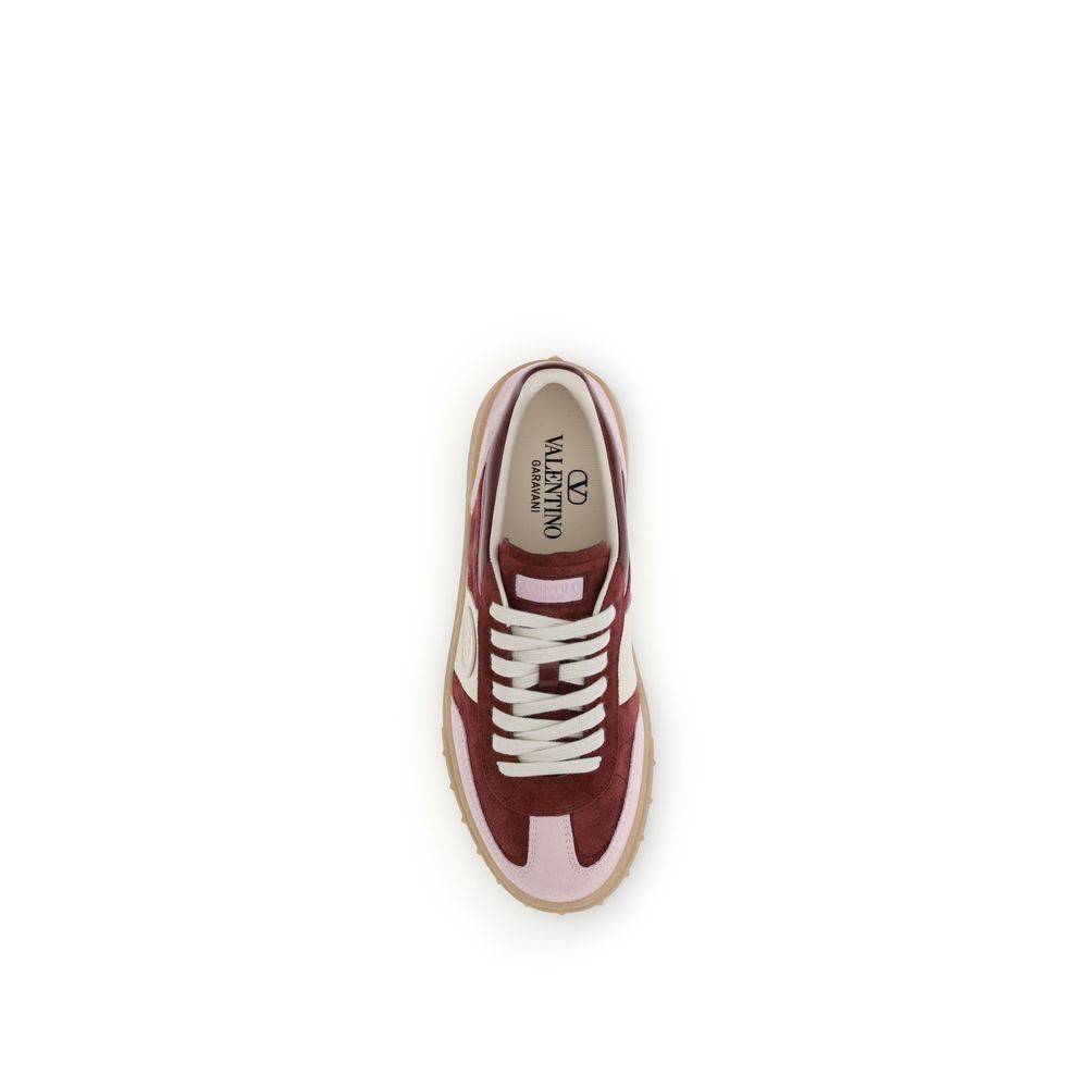 Valentino Garavani Red Calf Leather Bos Taurus Low Top Sneakers