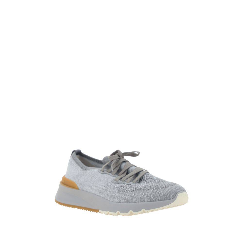 Brunello Cucinelli Gray Cotton Athletic Sneakers