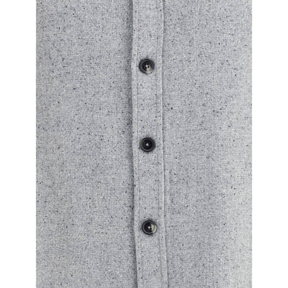 ZEGNA Gray Cashmere Dress Shirt