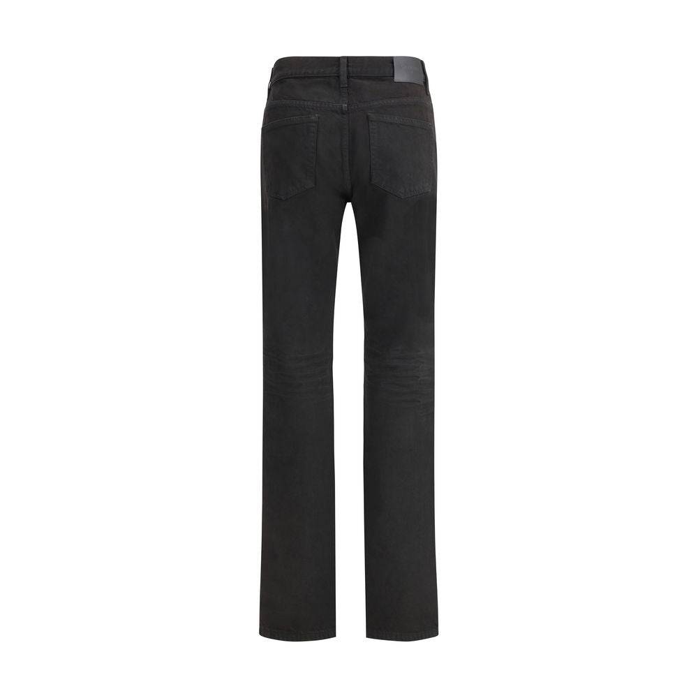 Saint Laurent Black Cotton Straight-Leg Jeans