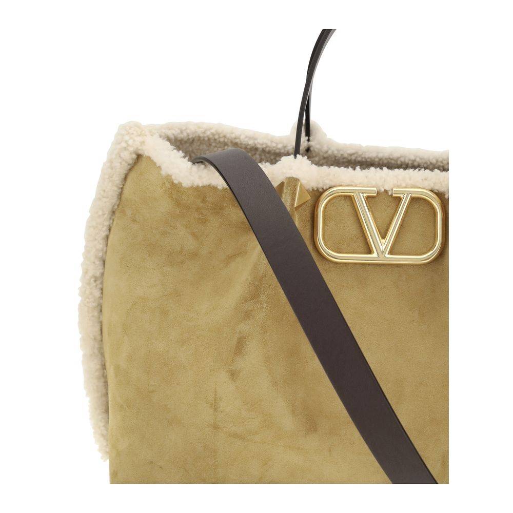 Valentino Garavani Beige Leather Shoulder Bag