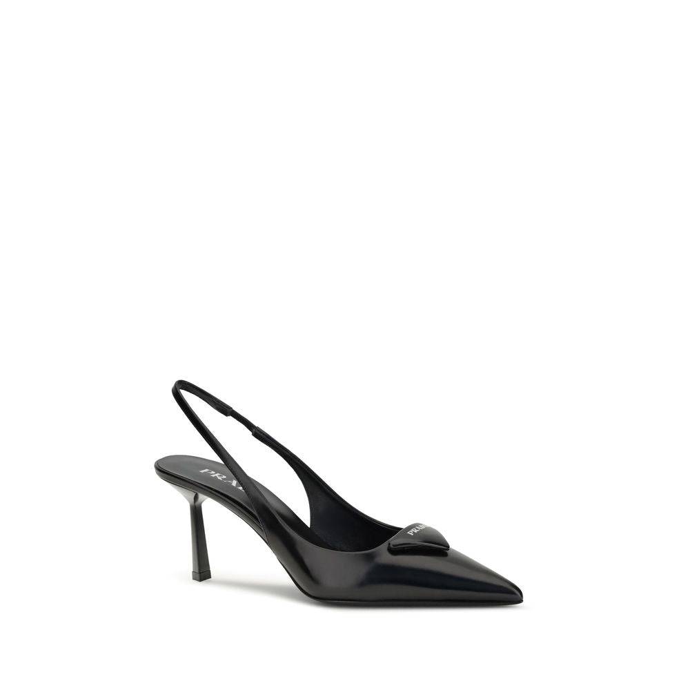 Prada Black Leather High Heel Pumps