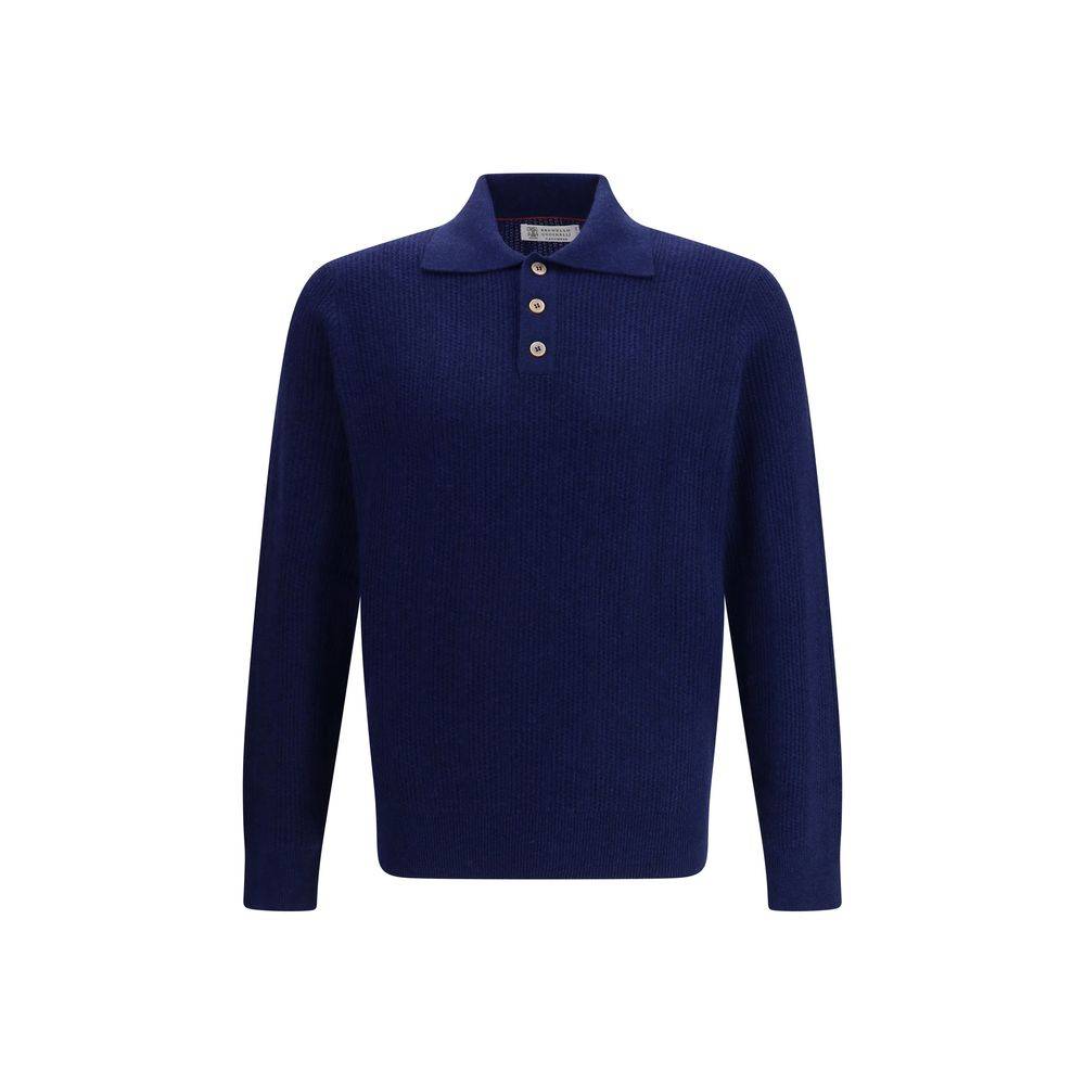 Brunello Cucinelli Blue Cashmere Polo Shirt