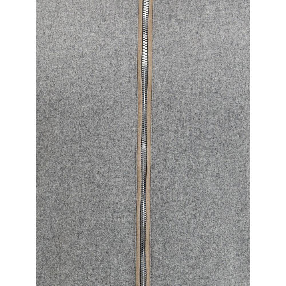 Brunello Cucinelli Gray Wool Full-Length Jacket