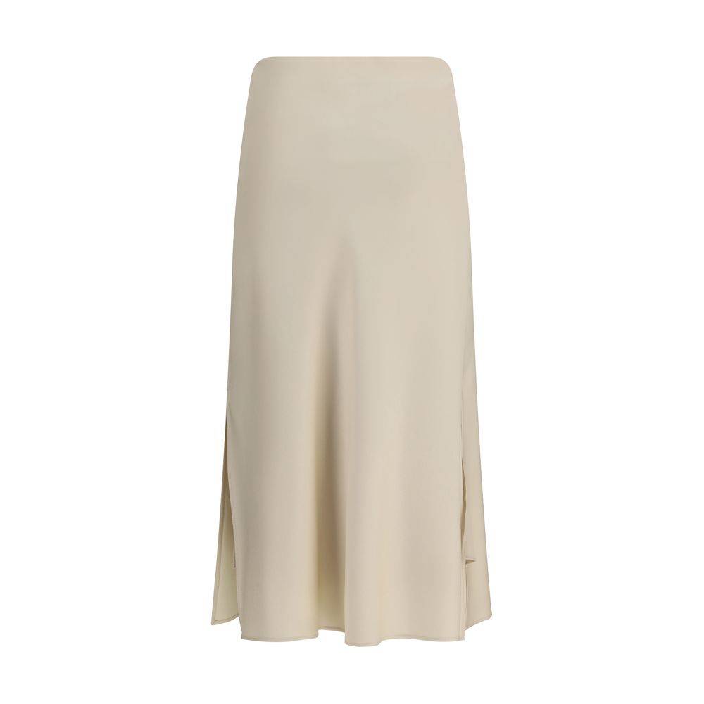 Brunello Cucinelli Cream Acetate Midi Skirt