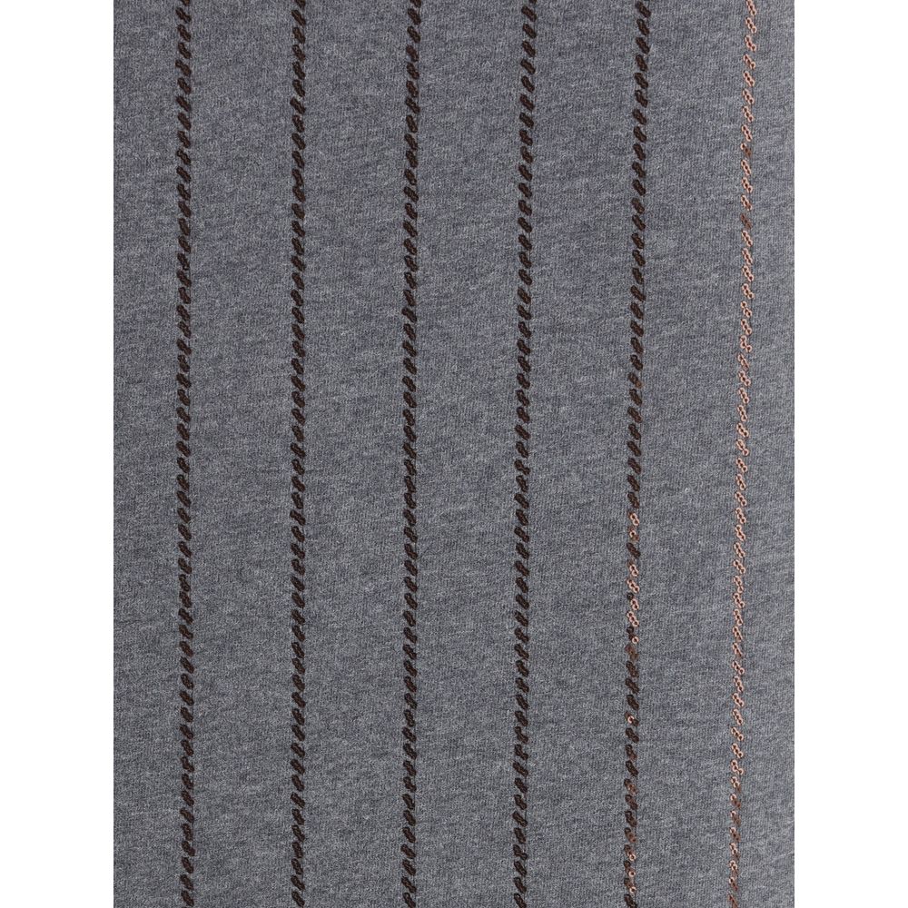 Brunello Cucinelli Gray Polyester Midi Skirt