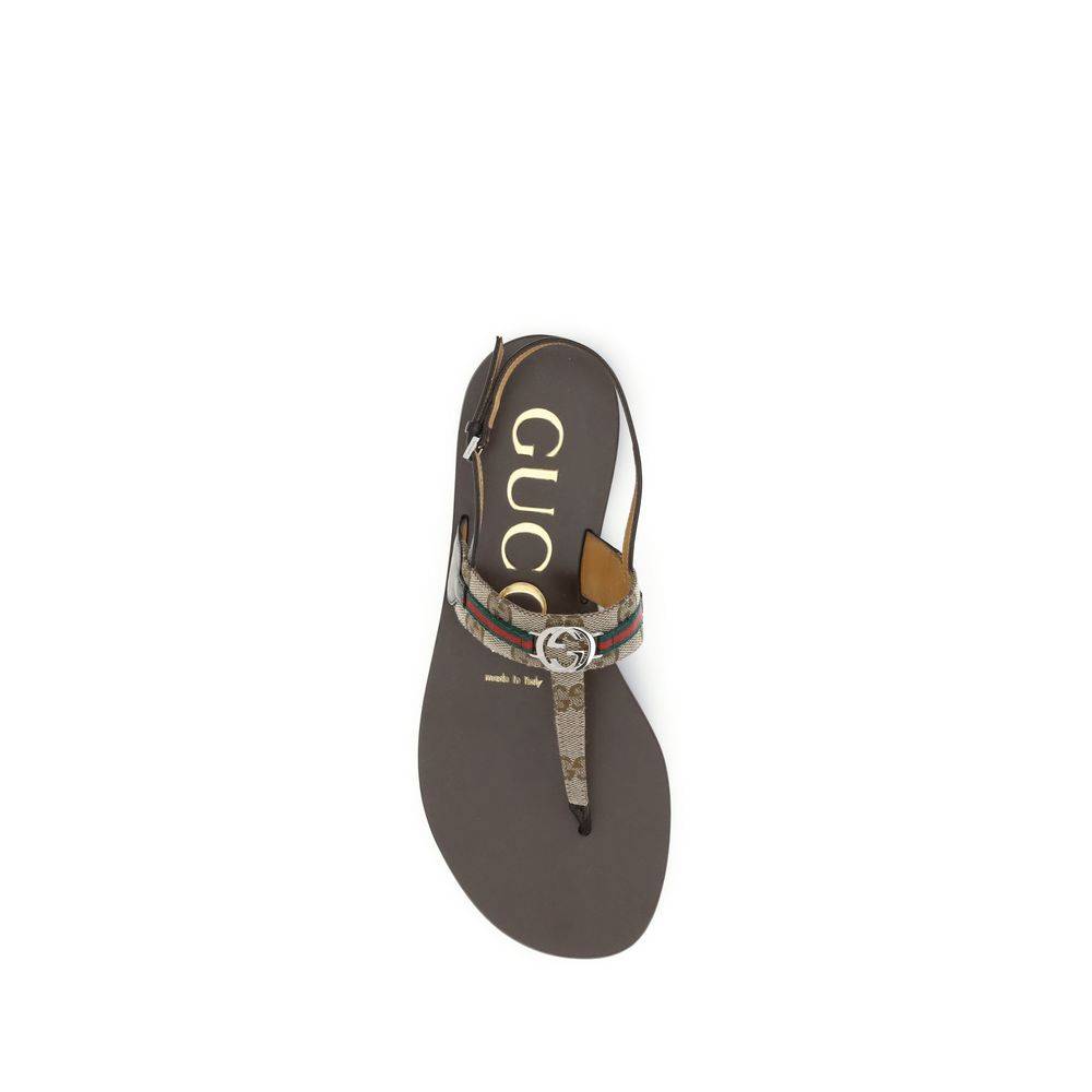 Gucci Brown Calf Leather Bos Taurus Flat Sandals