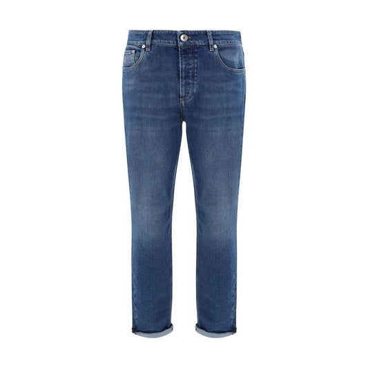 Brunello Cucinelli Blue Cotton Straight-Leg Jeans