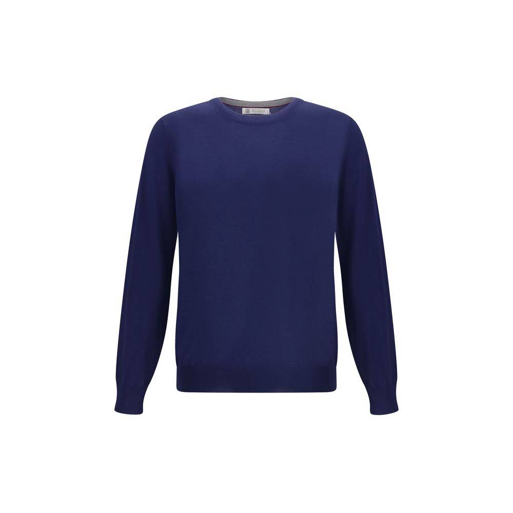 Brunello Cucinelli Blue Fleece Wool Sweatshirt