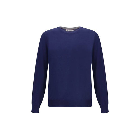 Brunello Cucinelli Blue Fleece Wool Sweatshirt