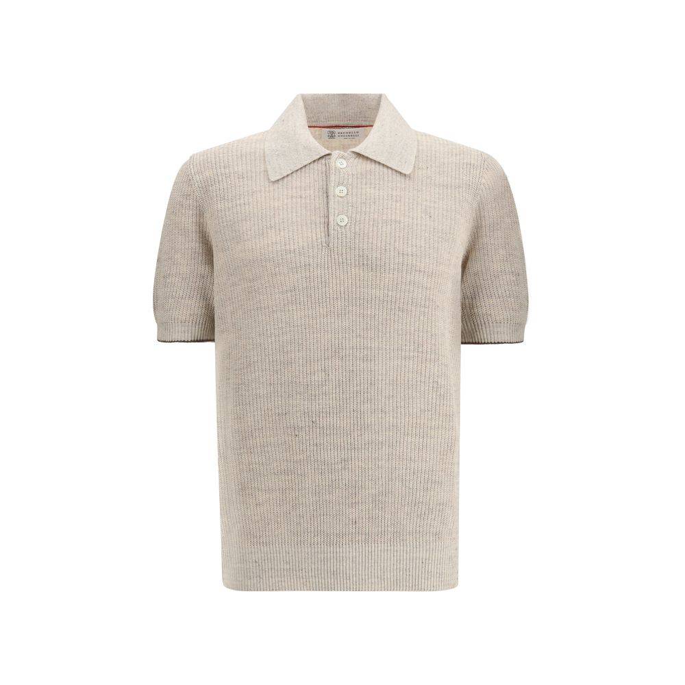 Brunello Cucinelli Beige Cotton Polo Shirt