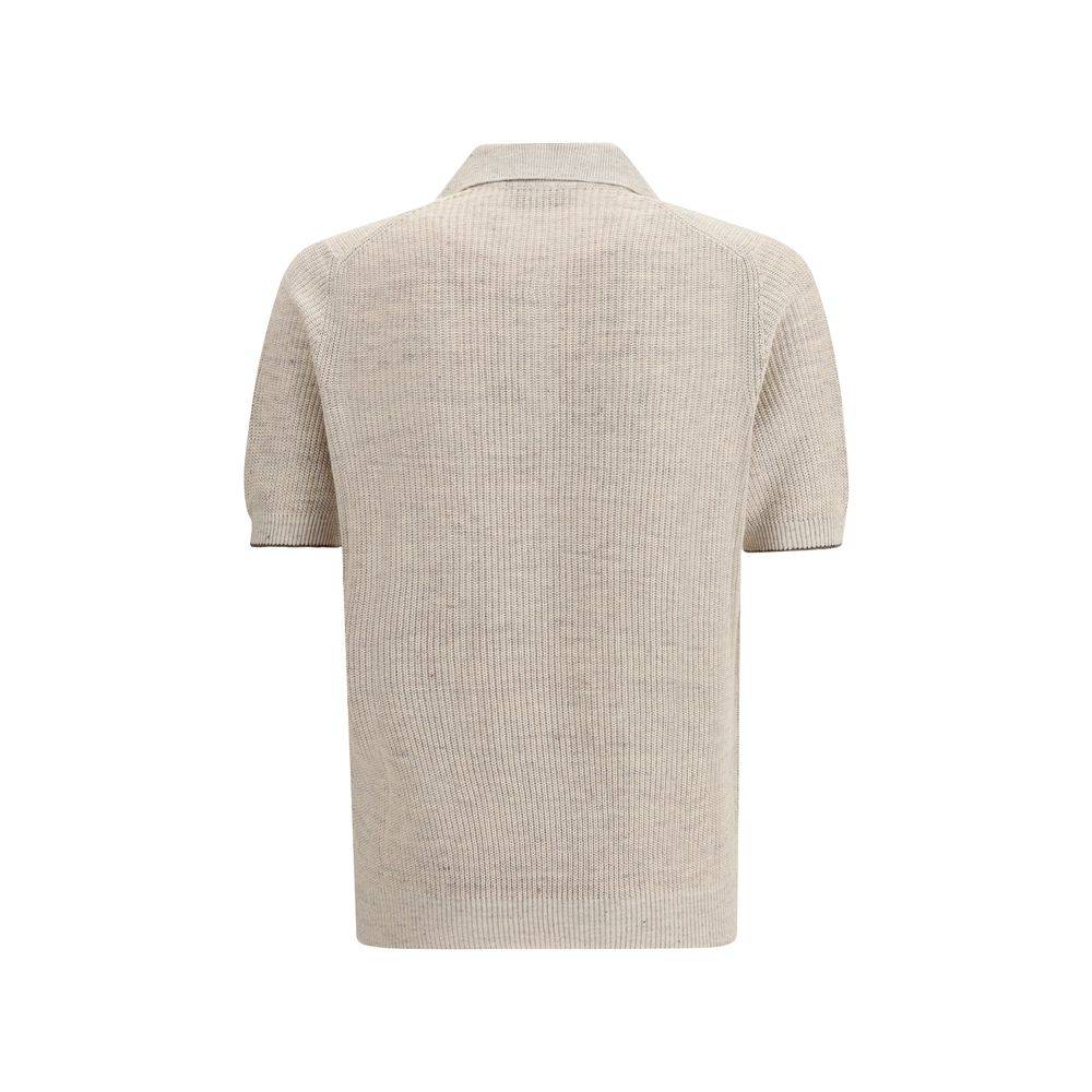 Brunello Cucinelli Beige Cotton Polo Shirt