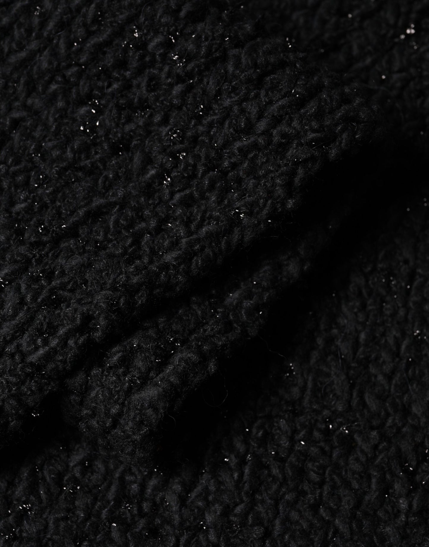 Dolce & Gabbana Black Wool Fringes Neck Wrap Foulard Scarf