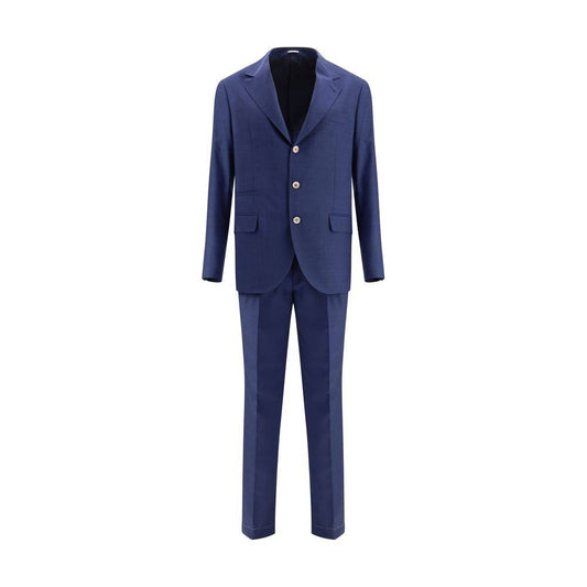 Brunello Cucinelli Blue Fleece Wool Two-Piece Suit