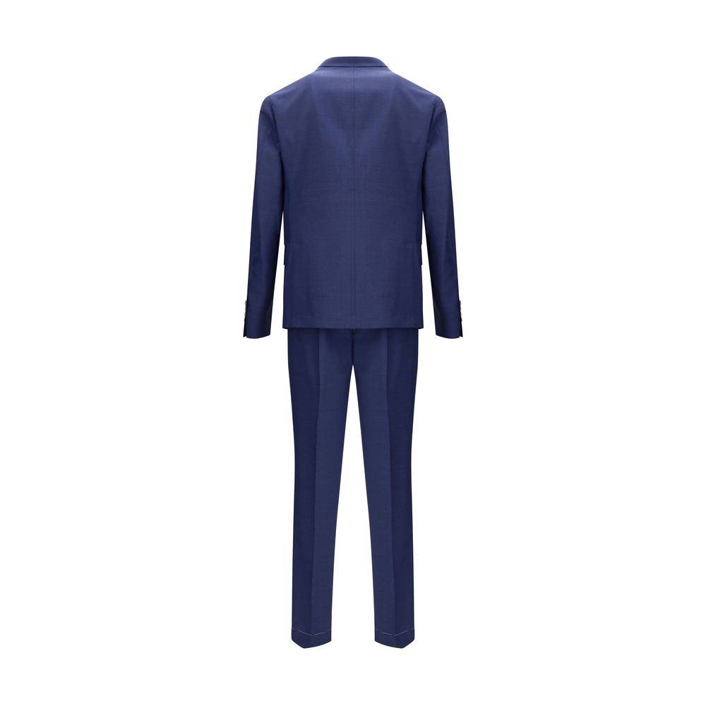 Brunello Cucinelli Blue Fleece Wool Two-Piece Suit