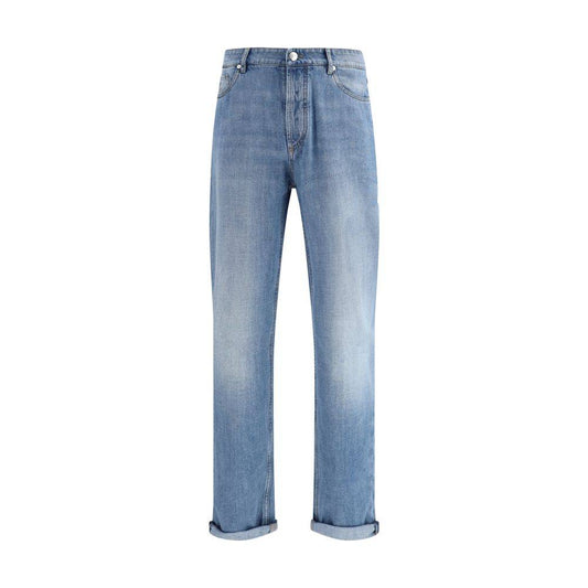 Brunello Cucinelli Blue Cotton Straight-Leg Jeans