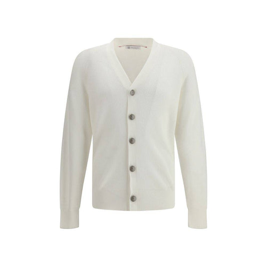 Brunello Cucinelli White Cotton Cardigan