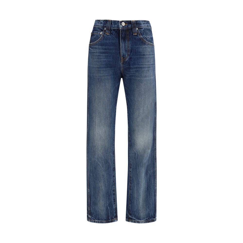 Khaite Blue Cotton High-Waisted Jean