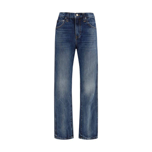 Khaite Blue Cotton High-Waisted Jean